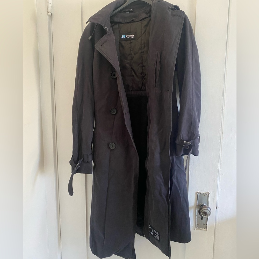 Affinity Apparel Black Women’s Winter Trench Coat with Removable Hood and Liner